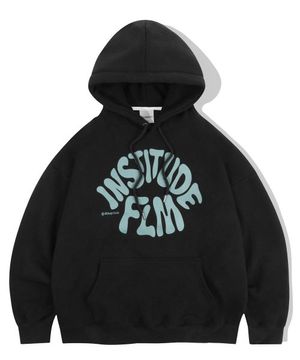 오버핏 그래피티 로고 후디-블랙