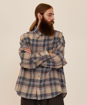 CB 플란넬 오버 체크셔츠 (베이지)