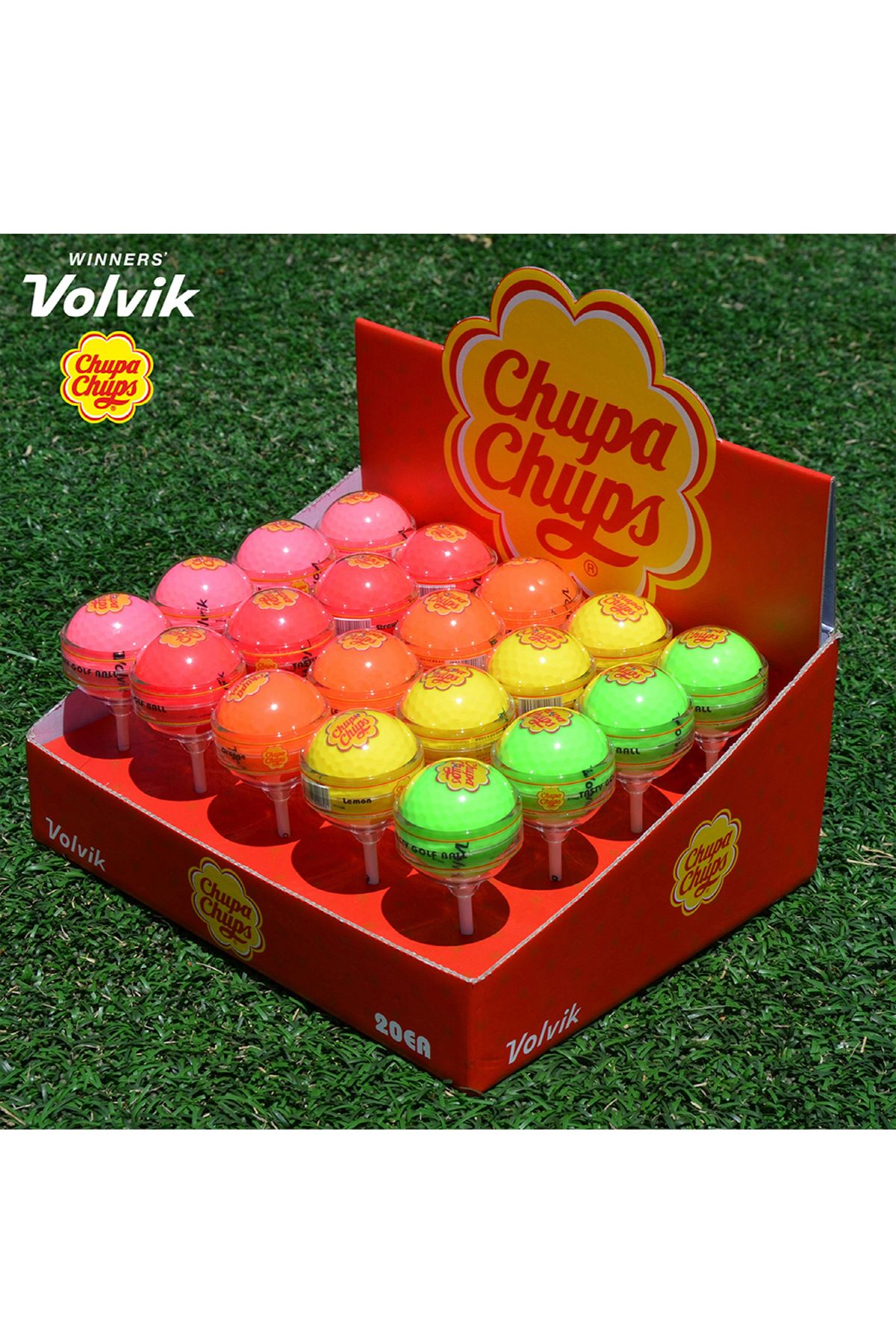 볼빅(VOLVIK) 츄파춥스 골프공 막대20구 멀티컬러세트