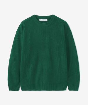크루넥 리브 니트 스웨터_그린