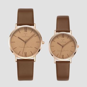 T0014L-RCBR 레더 다이알 커플시계