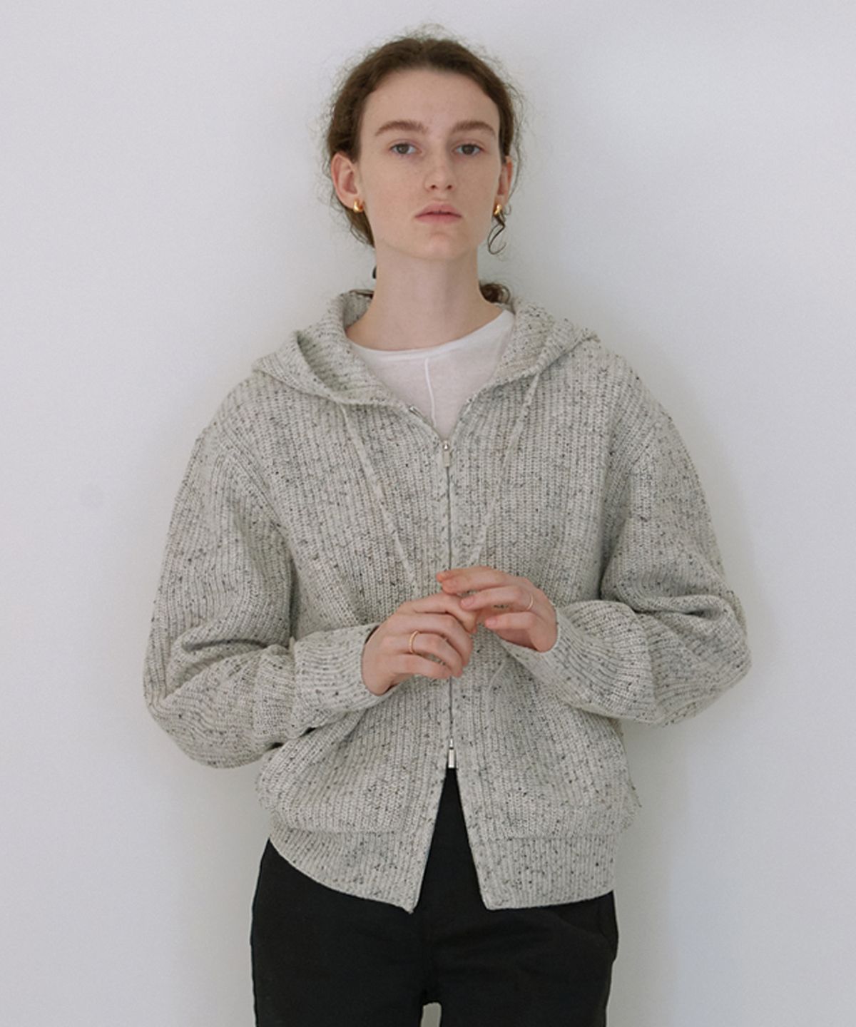 스텝어라운드(STEP AROUND) Soft nef two-way casual hoody (LIGHT GREY NEF)