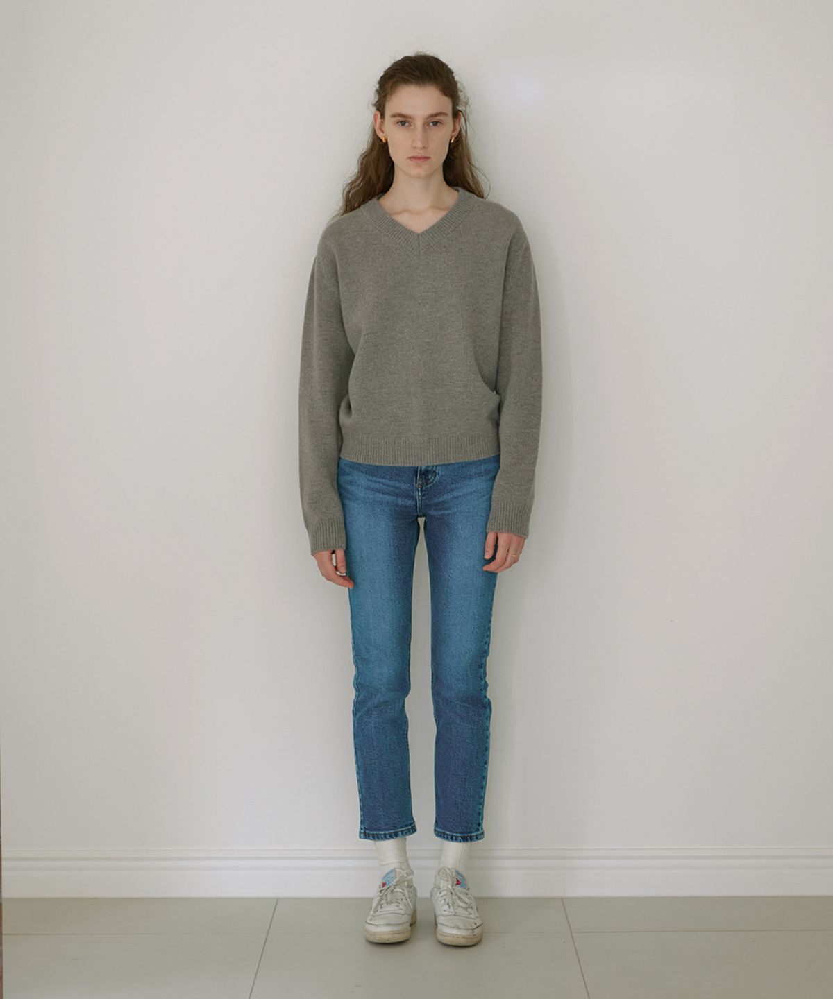 스텝어라운드(STEP AROUND) Slim fit straight denim pants (BLUE)