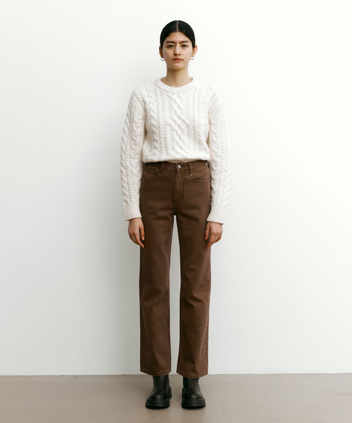 스텝어라운드(STEP AROUND) Straight fit washing cation pants [BROWN]