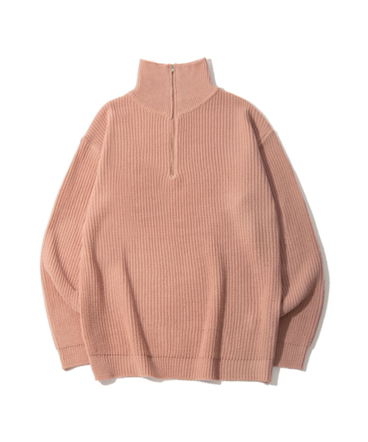유앤엘씨(UNLC) 하프 집업 카라 터틀넥 니트(salmon pink)