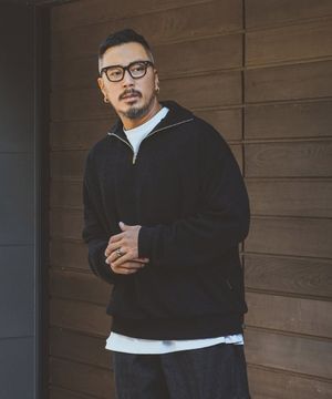 드로버 오버핏 니트 반집업 블랙