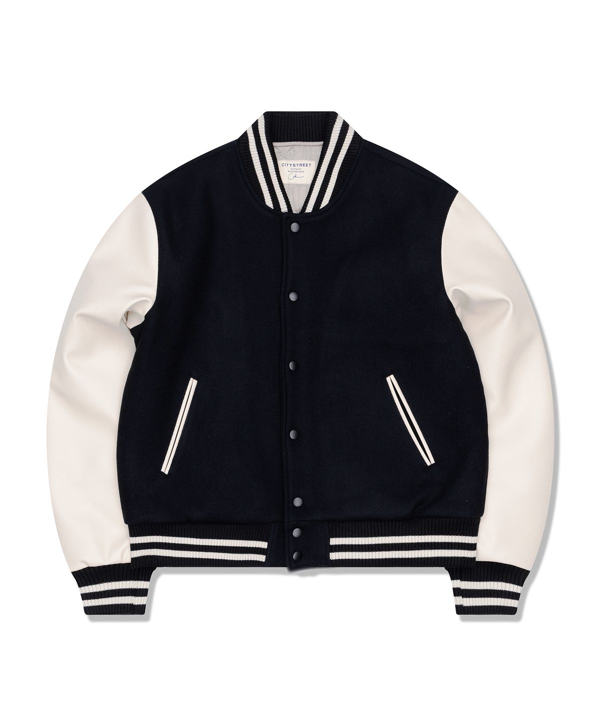 시티스트리트(CITY STREET) CLASSIC VARSITY JACKET - BLACK
