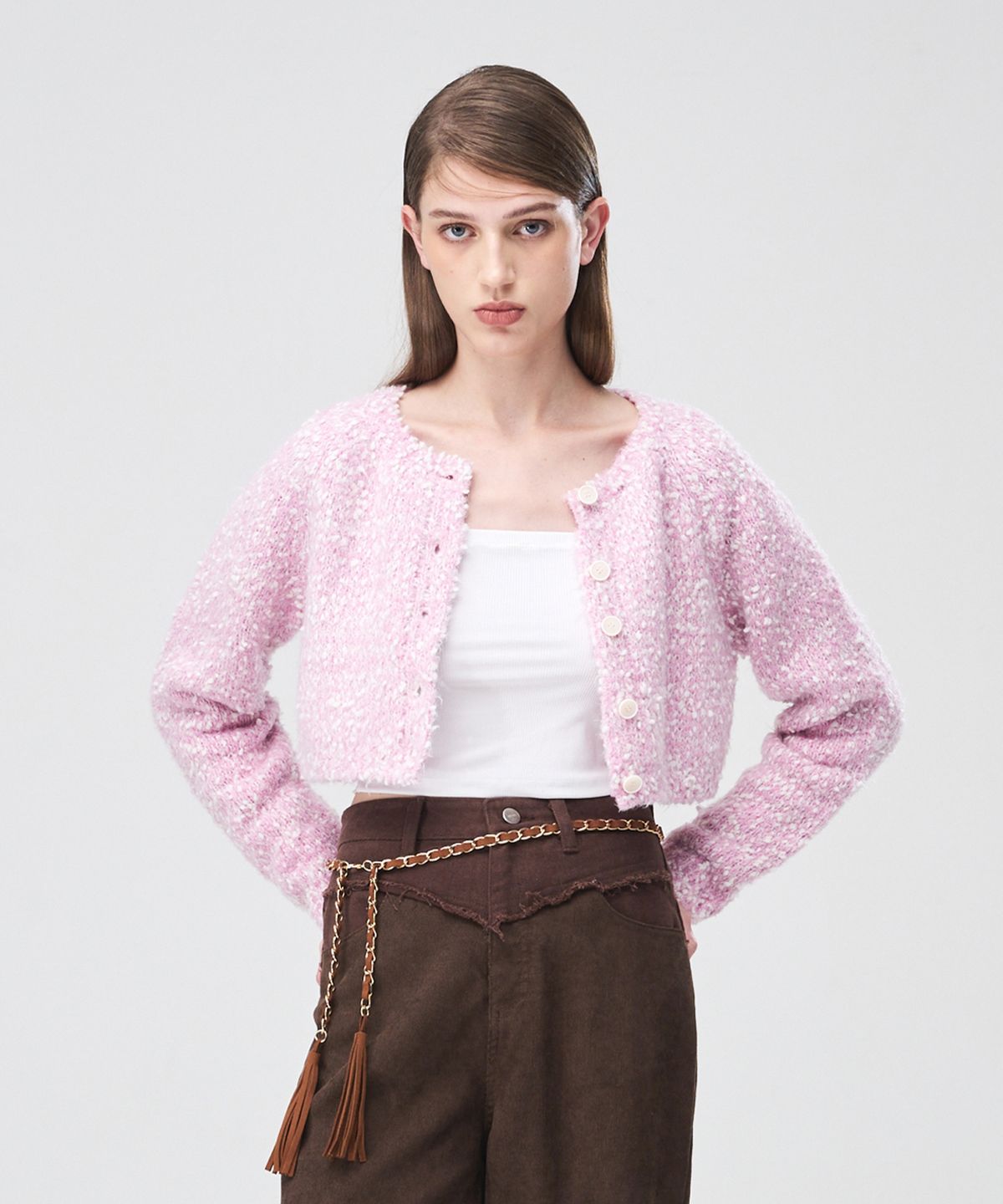 에트몽(ETMON) Snow Crop Knit Cardigan  Lavender Pink