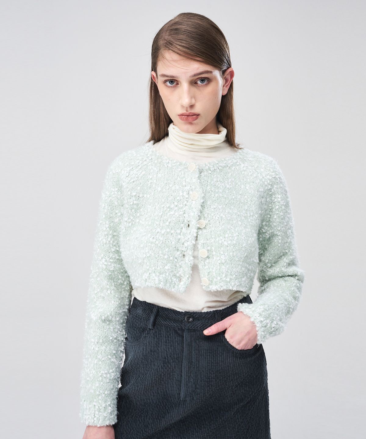 에트몽(ETMON) Snow Crop Knit Cardigan  Light Mint