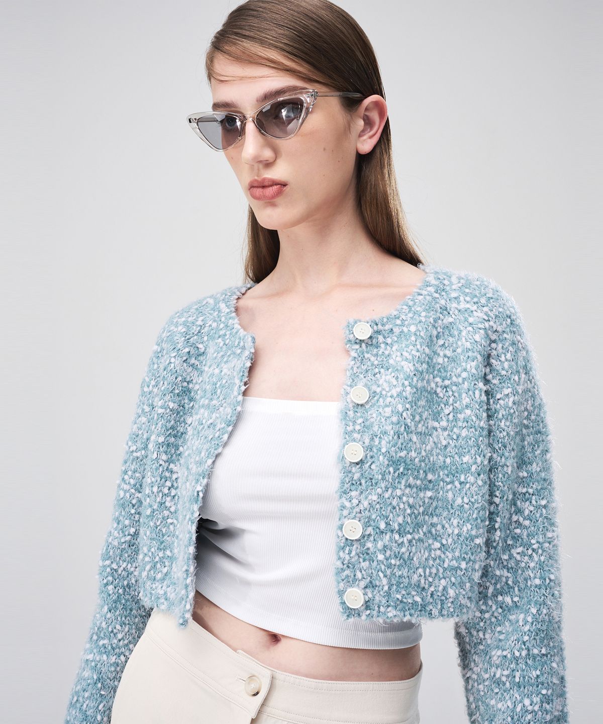 에트몽(ETMON) Snow Crop Knit Cardigan  Blue Green