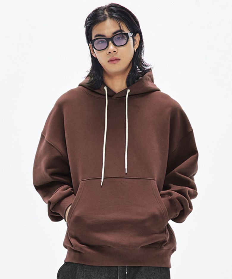 950G 솔리드 후드-포바 다크 브라운-