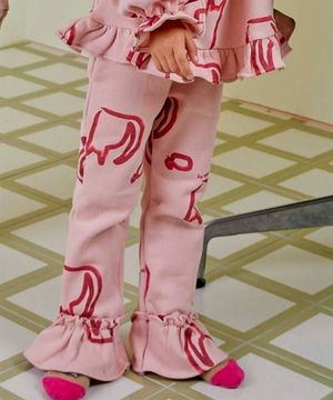 양기모 샤고양이 프릴 바지_연핑크