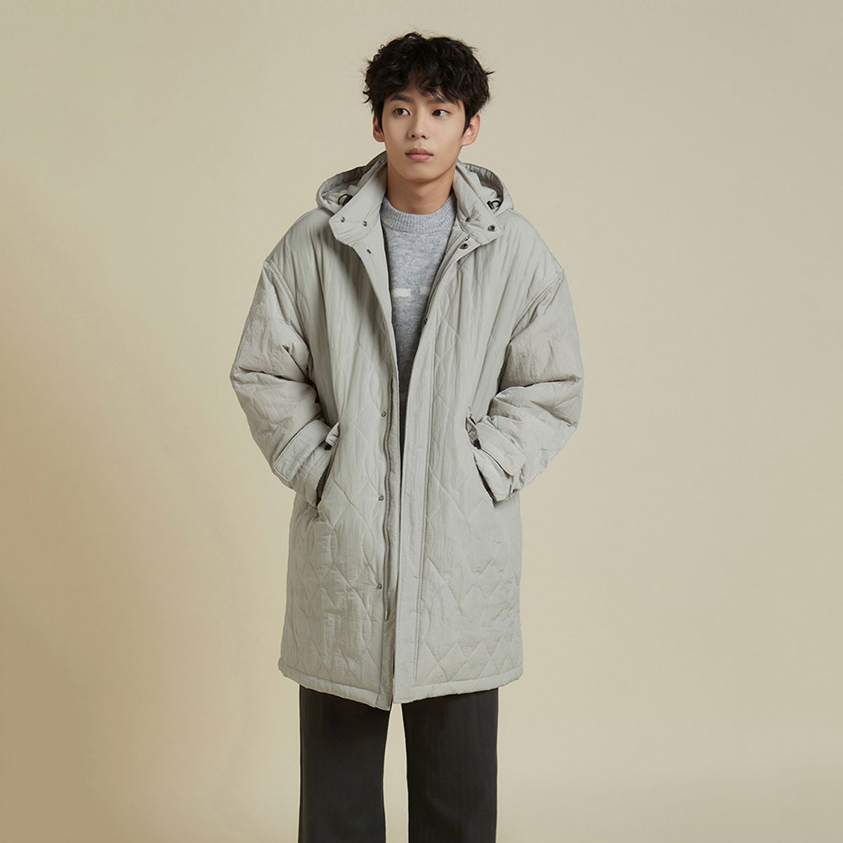 티아이포맨(T.I FOR MEN) [PLADS7] 항아리 퀼팅 롱점퍼[익스탠드]_M228CJP406M