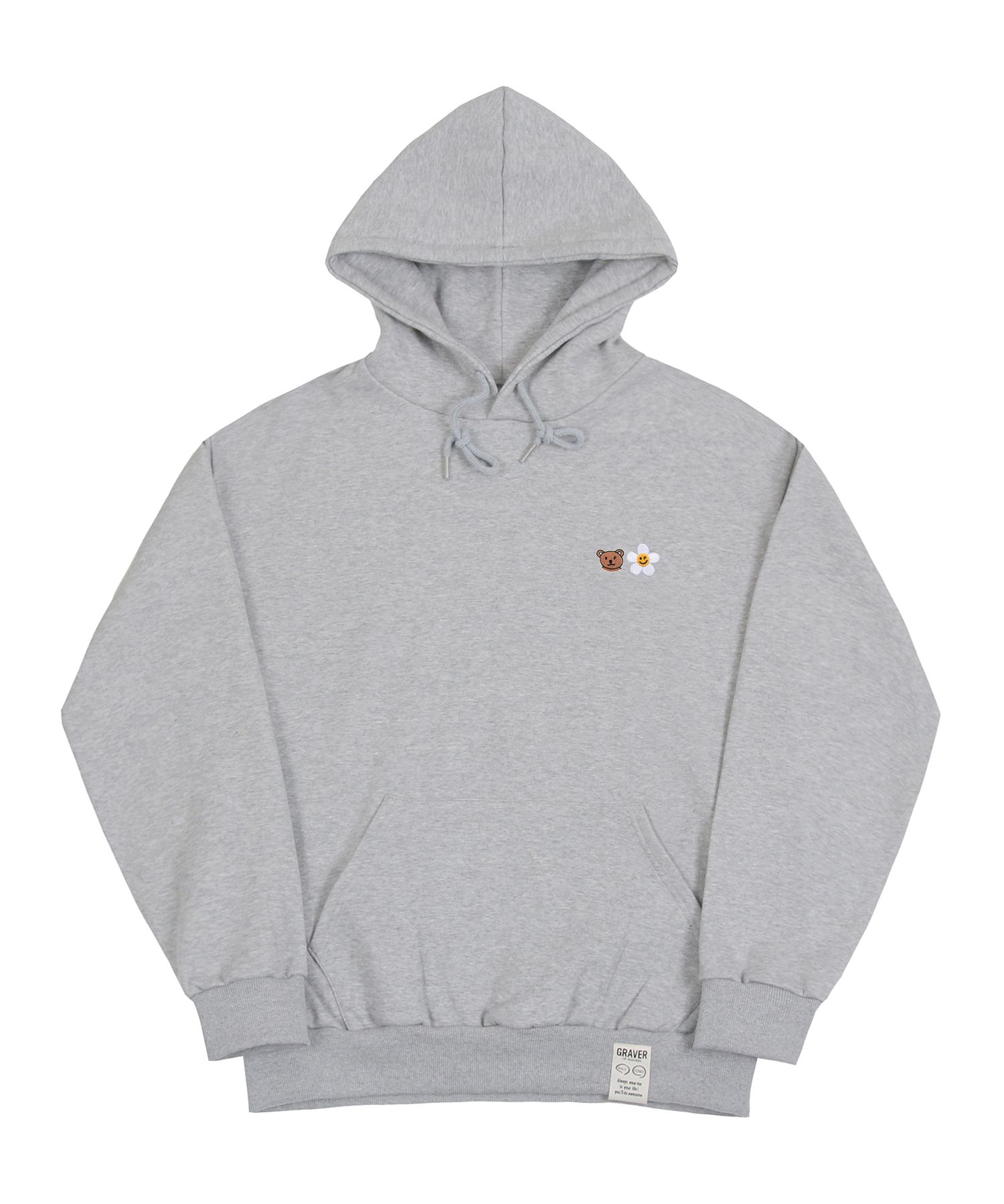 【GRAVER】22FW★ Flower Bear Embroidery Smile Hoodie MUSINSA | GRAVER [UNISEX] Small Flower Bear Face Embroidered