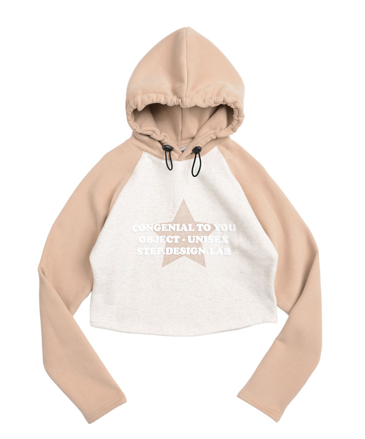 피스메이커(PIECE MAKER) STAR RAGLAN CROP HOODIE (BEIGE)