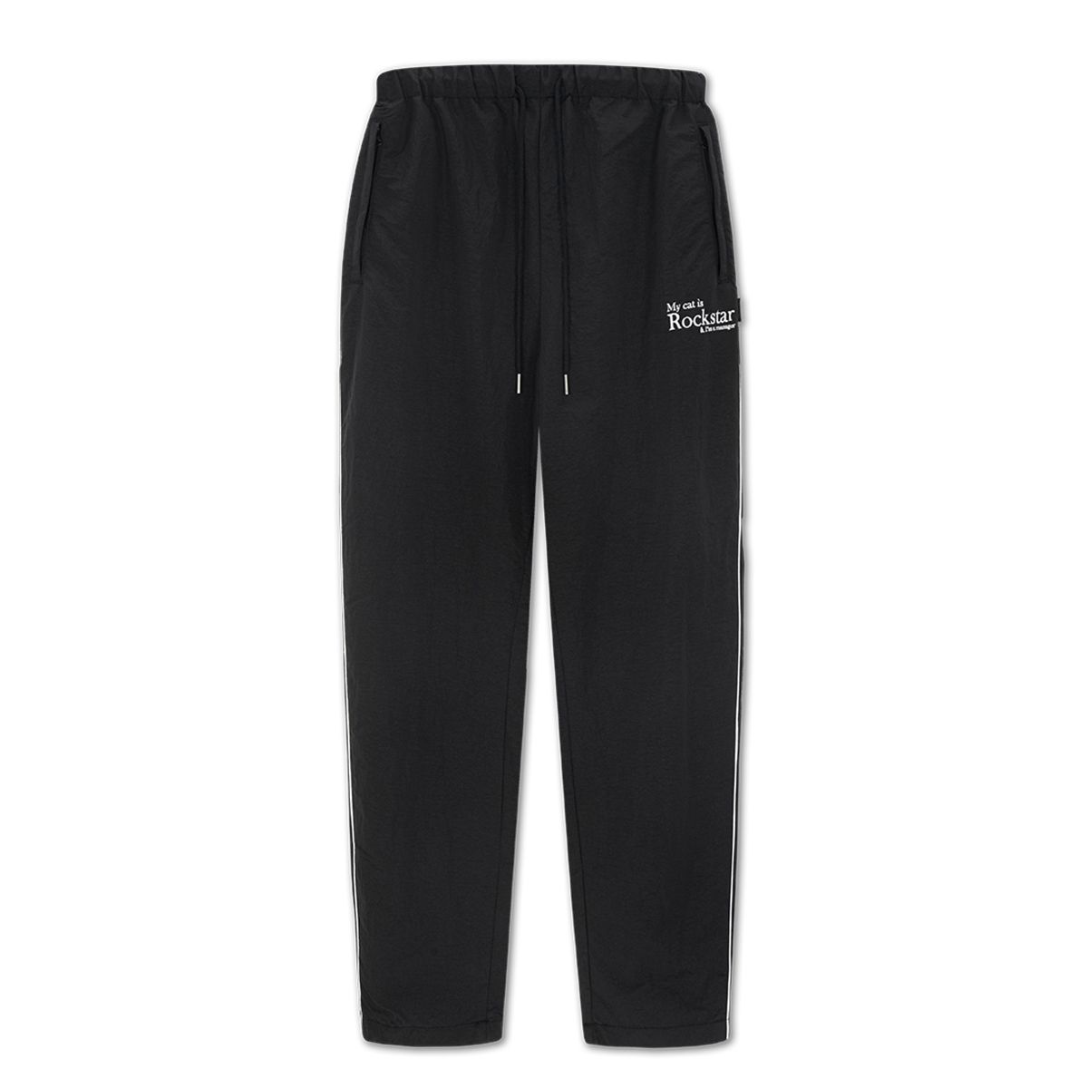 조거쉬(JOEGUSH) My cat is Rockstar Nylon Track pants (Black)