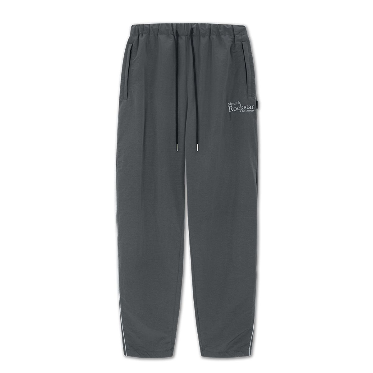 조거쉬(JOEGUSH) My cat is Rockstar Nylon Track pants (Charcoal)