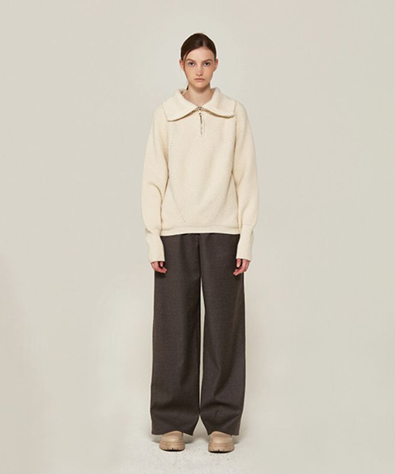 SEMI WIDE WOOL PT (BROWN)