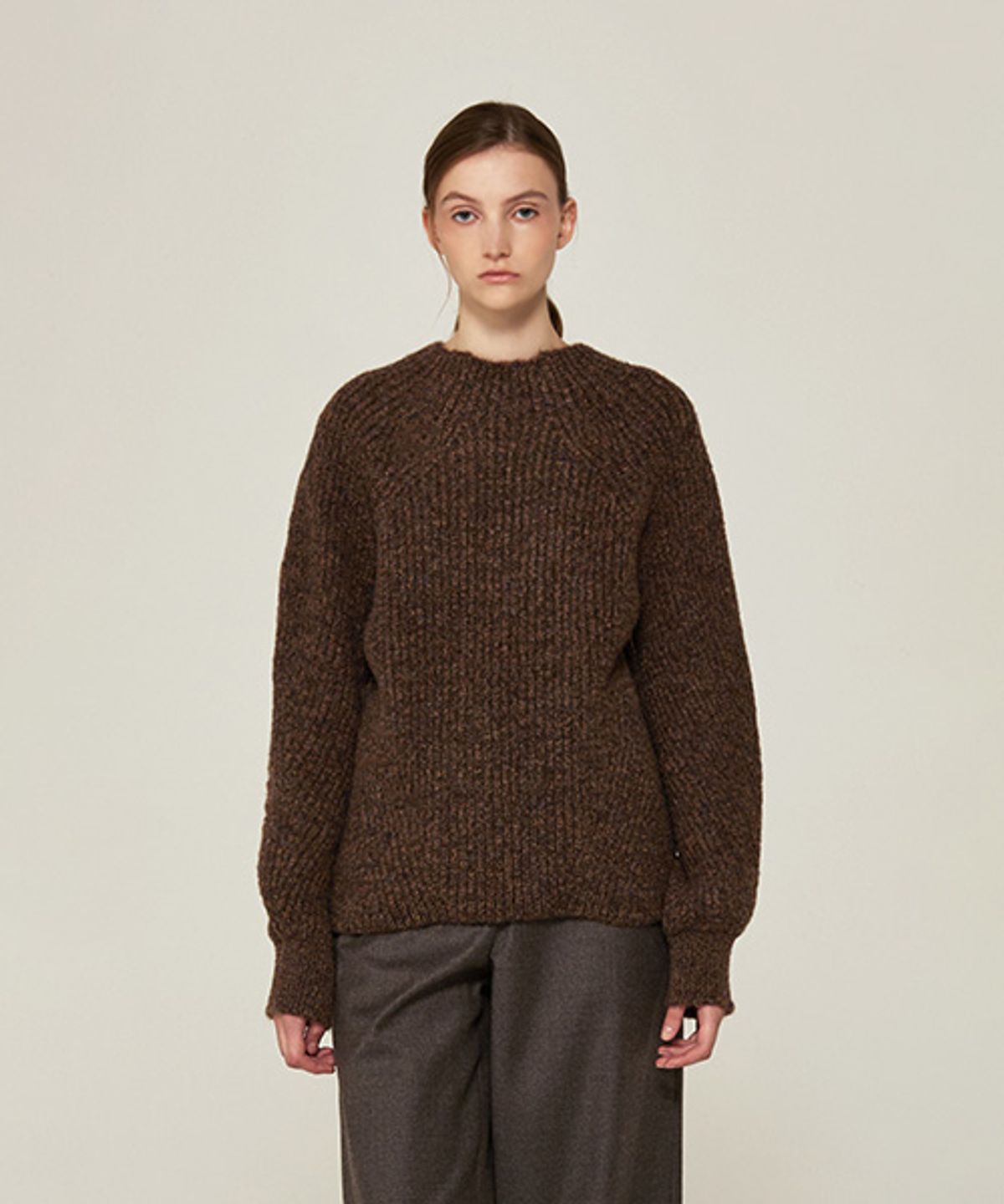 아바몰리(AVA MOLLI) BOKASHI RAGLAN KNIT PULLOVER (Mel.Brown)