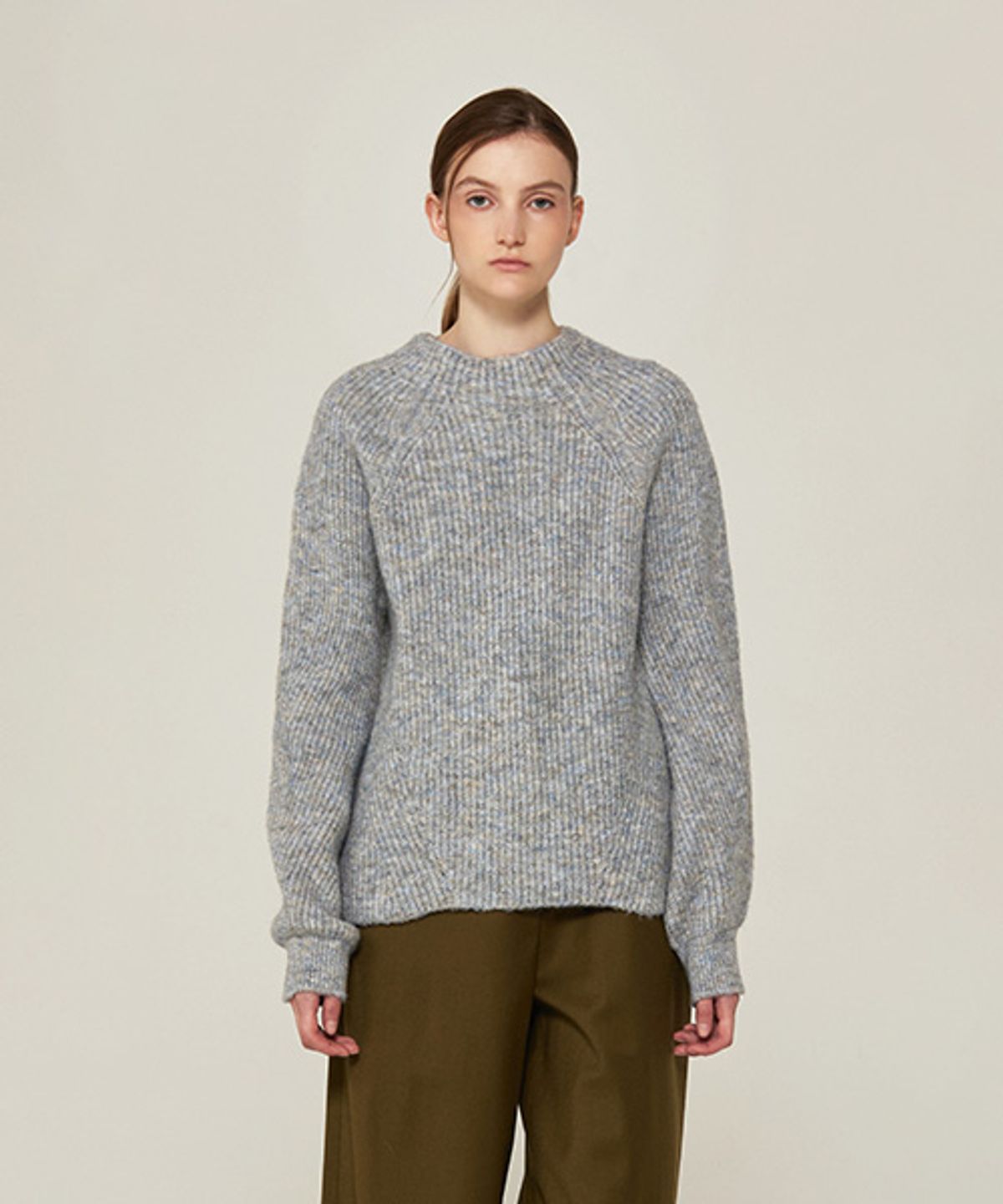 아바몰리(AVA MOLLI) BOKASHI RAGLAN KNIT PULLOVER (Mel.Grey)