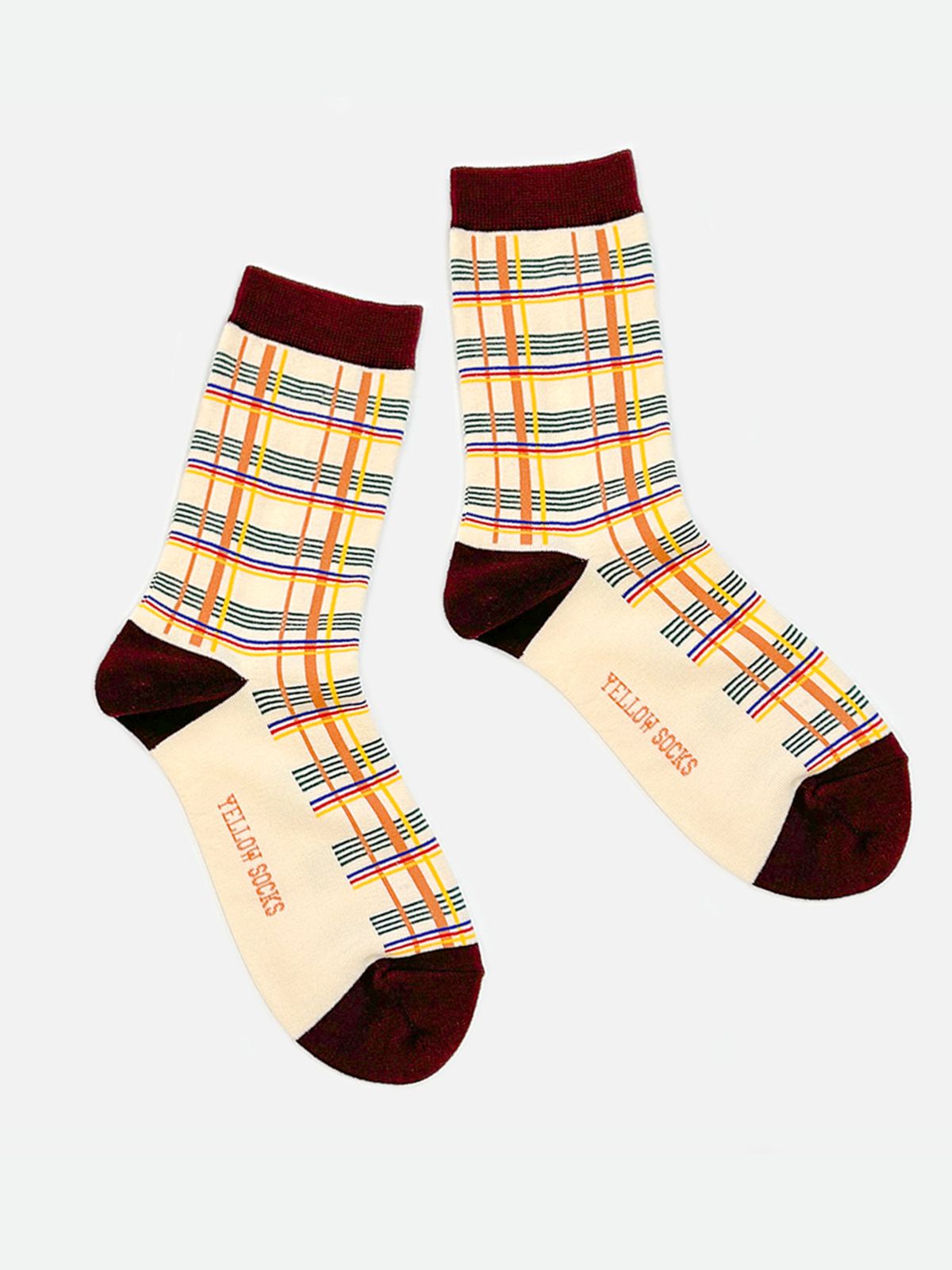 옐로우삭스(YELLOWSOCKS) 타탄 체크 브라운