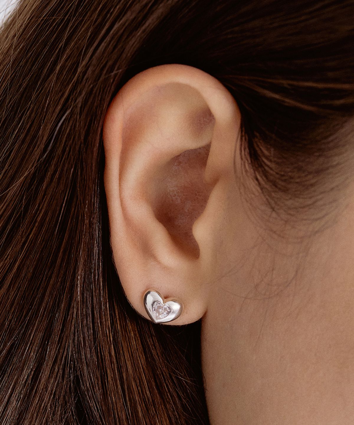 타티아나(TATIANA) (SILVER925) Heart Cubic Petit Plump Earring EC1922