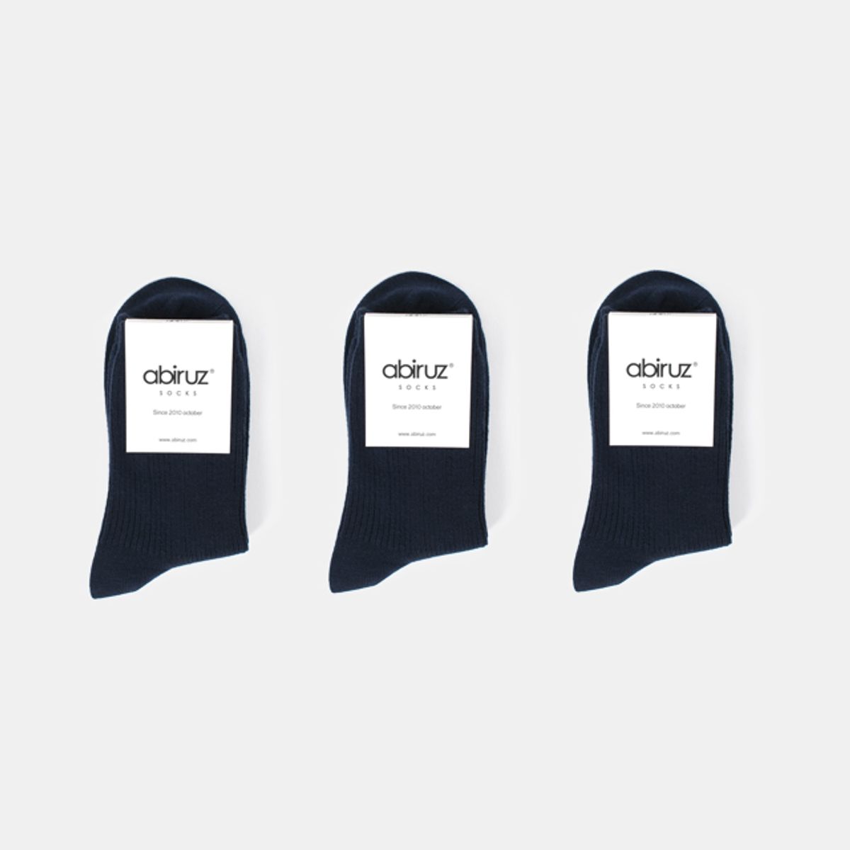 아비루즈(ABIRUZ) 남녀양말 기본립 삭스 네이비 3족 세트