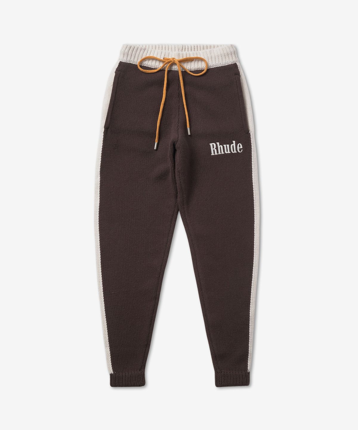 루드(RHUDE) 니트 트랙 팬츠 - 브라운:화이트 / RHFW22PA241731190119