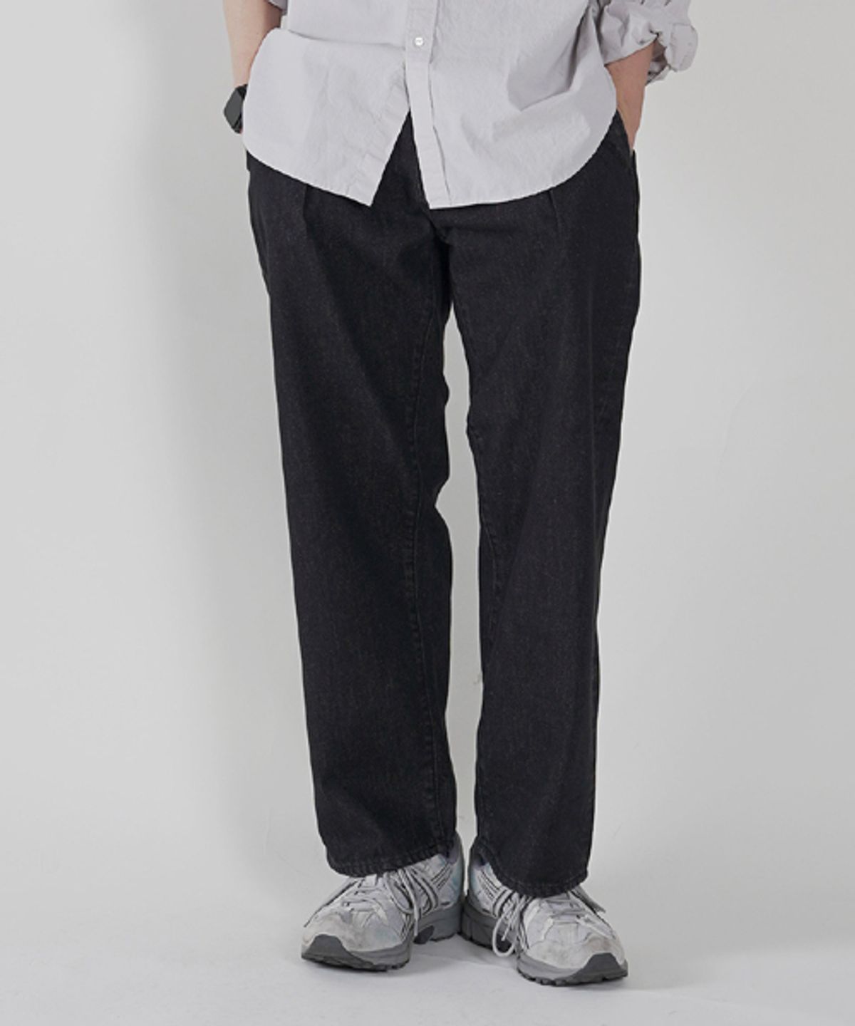 프레스톤즈(PRESTONS) One Tuck Wide  Denim-Washed Black (pt 1030 BK)