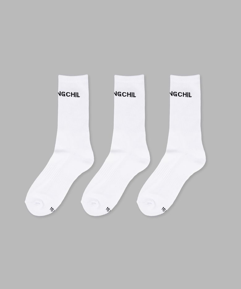 [3PACK] 1507 IOGC 로고 크루 삭스 - 스노우화이트