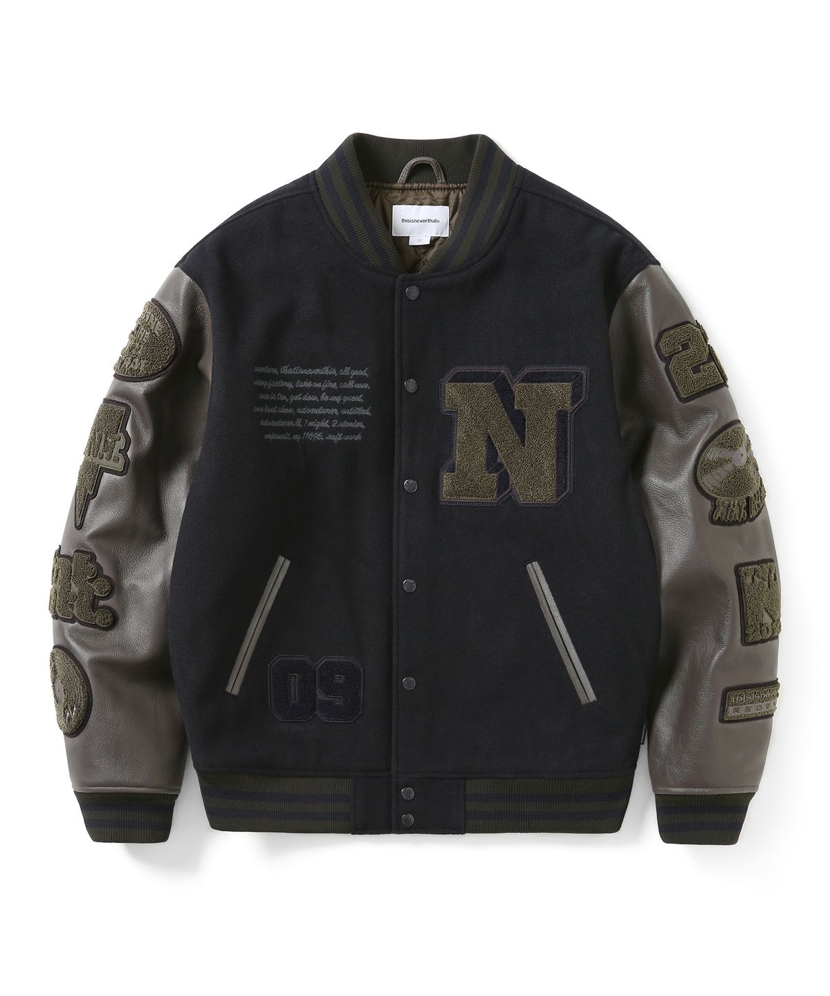디스이즈네버댓(THISISNEVERTHAT) Records Varsity Jacket Navy