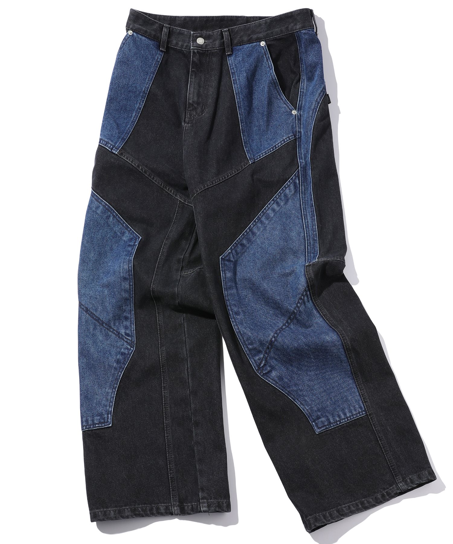 ★CPGN STUDIO_COMPAGNO★ Mixed cut wide denim pants indigo b MUSINSA | CPGN STUDIO Mixed Cut Wide Denim Pants Indigo Black