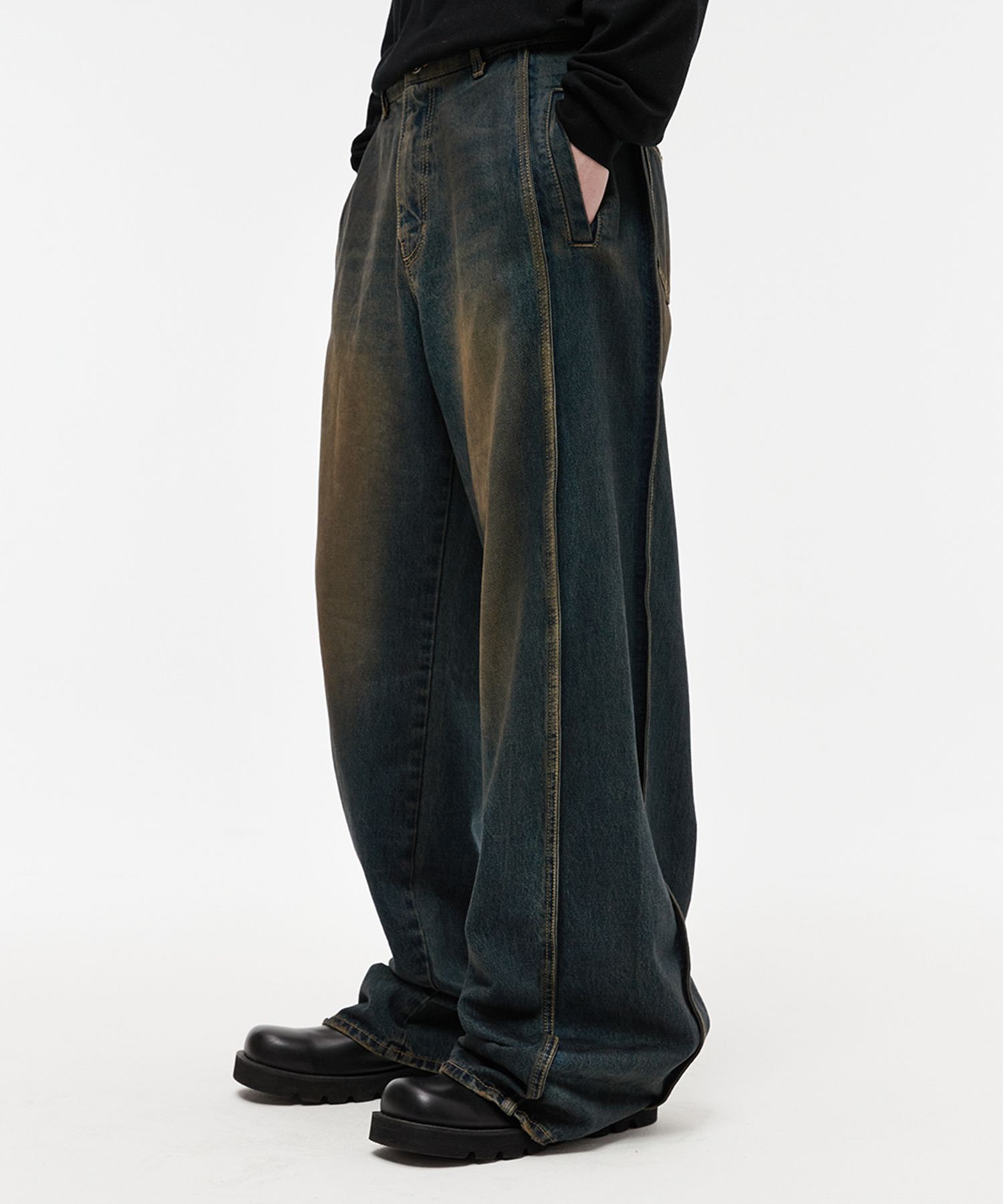 MUSINSA | DNSR side wire denim green