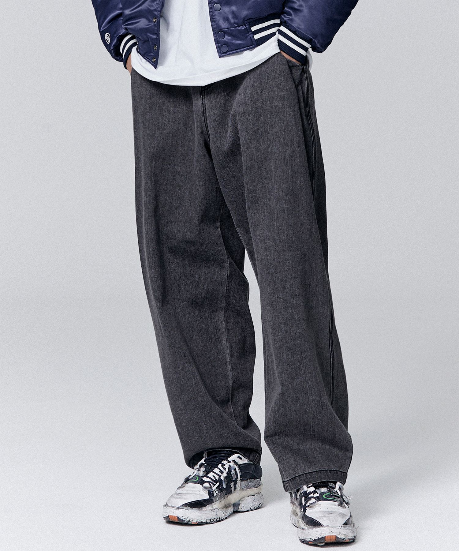 デニム・ジーパン NOT4NERD Side One Tuck Denim Balloon Pants Pink PT064PK MUSINSA | NOT4NERD Side One Tuck Denim Balloon Pants - Black