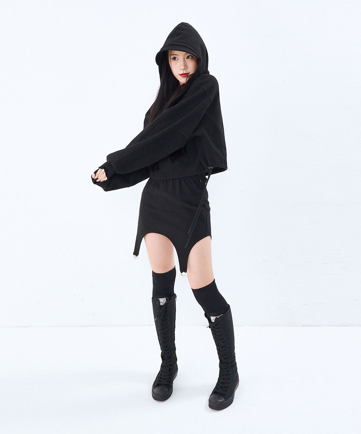 덕다이브(DUCKDIVE) 투웨이 리버스 스커트 블랙