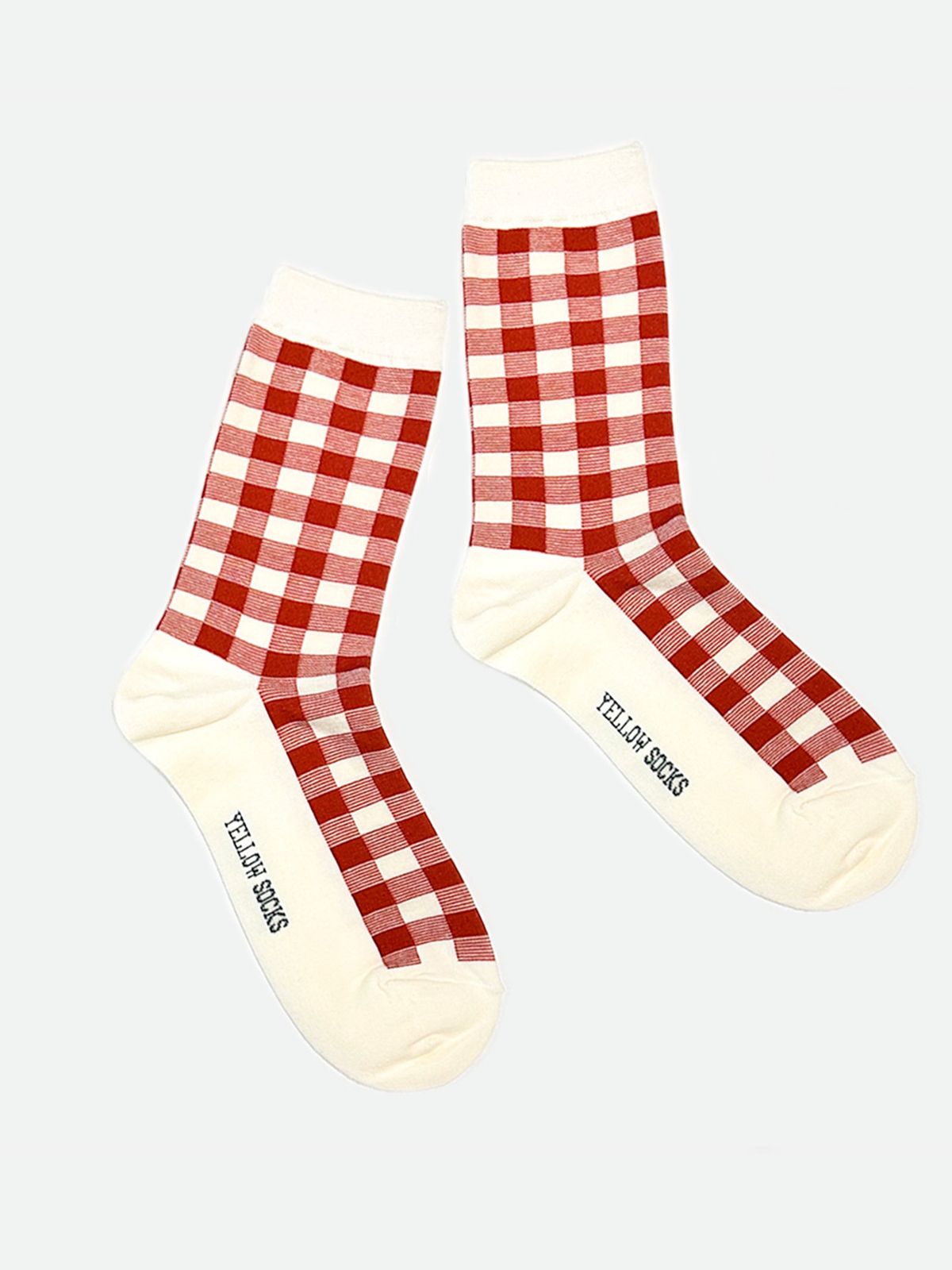 옐로우삭스(YELLOWSOCKS) 라인 체크 레드