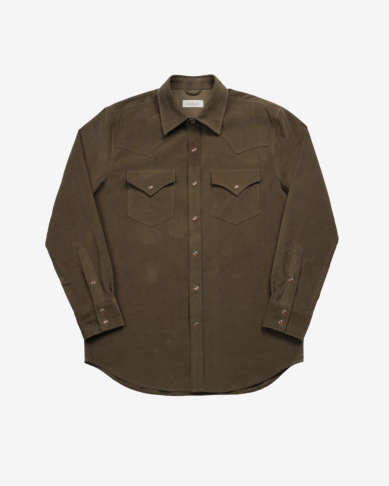 035 Corduroy Western Shirts (Mocha Brown)