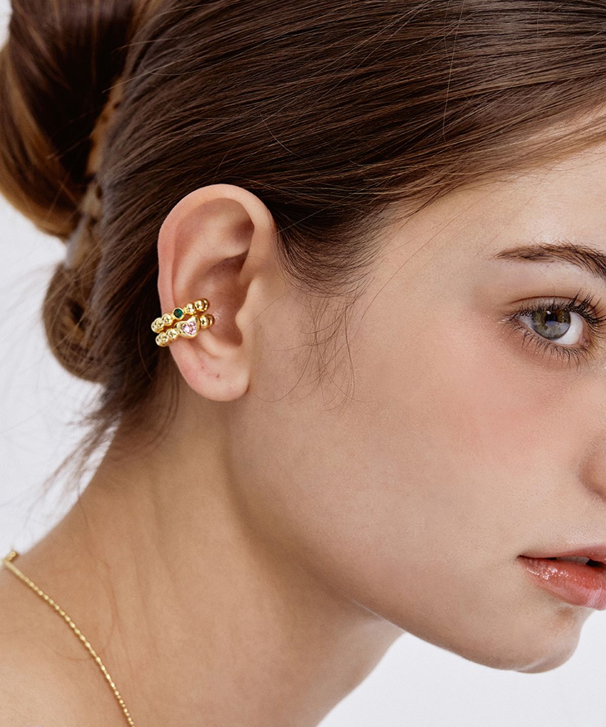 타티아나(TATIANA) (SET) Heart & Circle Cubic Ball Earcuff SET SE0171