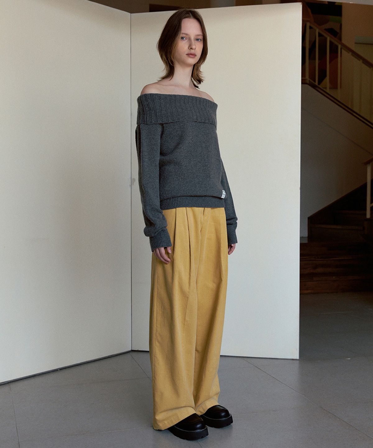 시눈(SINOON) CORDUROY WIDE PANTS (MUSTARD)