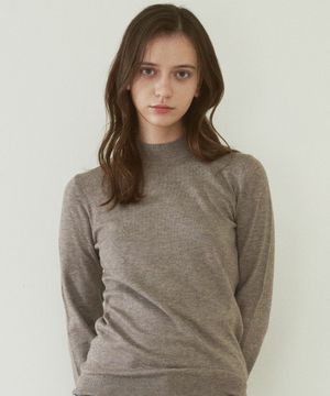 여성 캐시미어 블렌디드 반터틀넥 니트 [다크 베이지]_ZZ4SW011