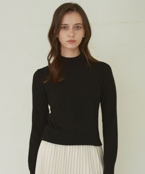 여성 캐시미어 블렌드 반터틀넥 니트_ZZ4SW011_BLK