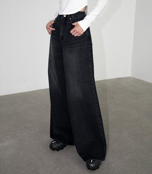 MUSINSA | AVANDRESS Big Wide Long Pants BLACK