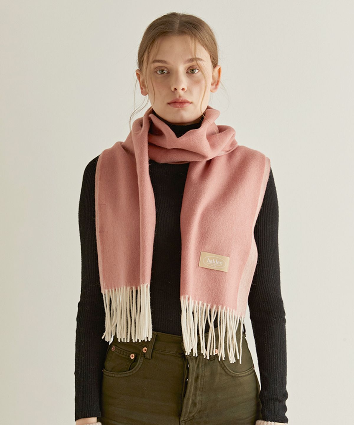 할렌(HALDEN) two tone cashmere muffler (M001_pink)