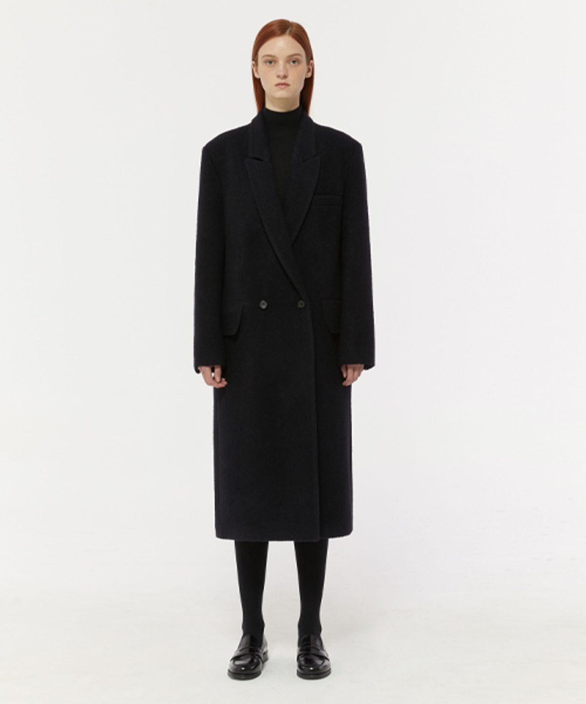 레이디 볼륨(LADY VOLUME) FLUFF ROUND POCKET COAT_DARK NAVY