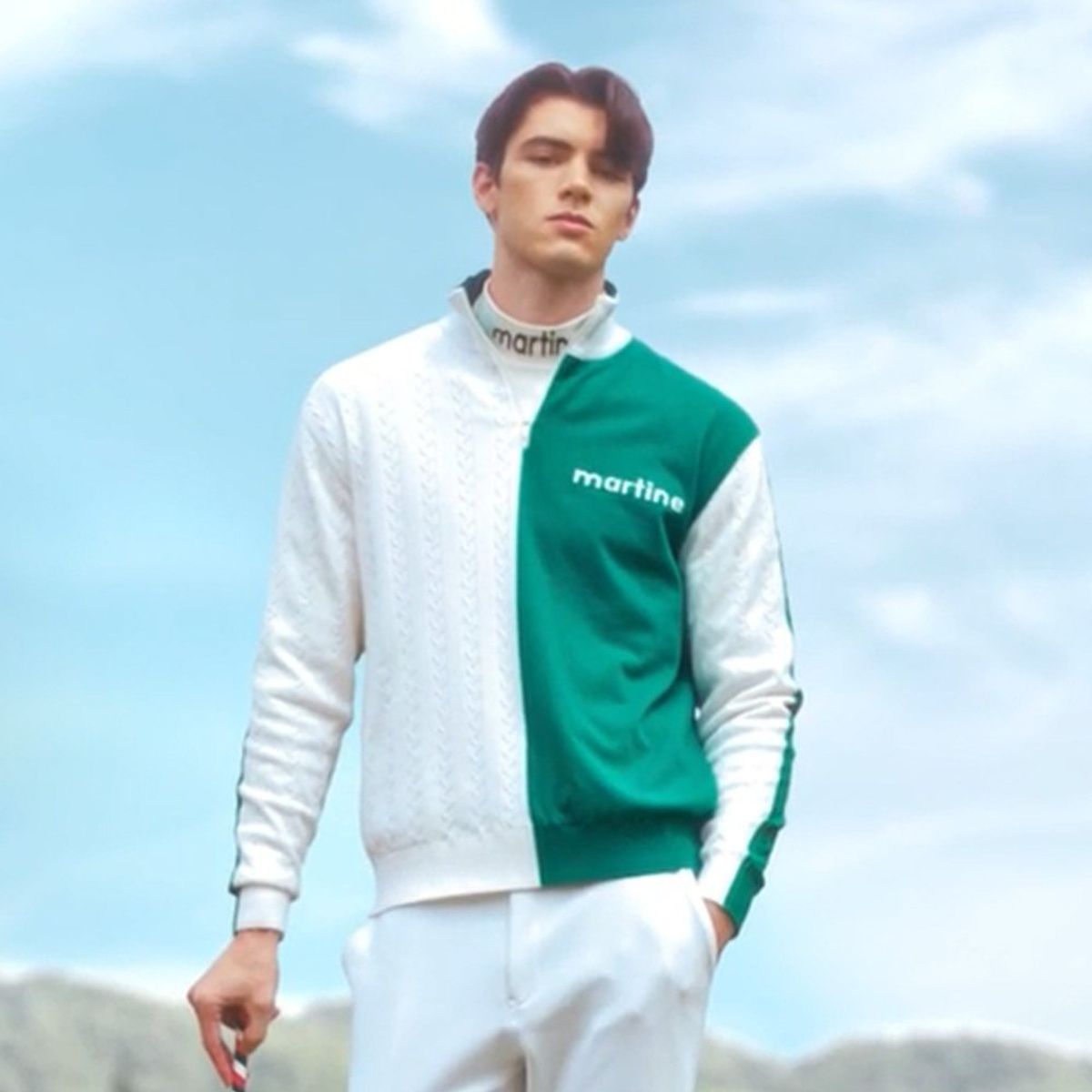 마틴골프(MARTINE GOLF) Half&Half Windshield Zip-up Knit_Green (Men)