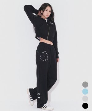 DAISY ZIP HOOD PANTS SET UP  (4COLORS)