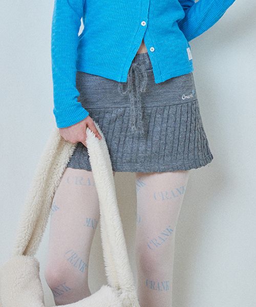 ★CRANK★KNIT FLARE SKIRT_GY★正規品/韓国直送料込/人気 ☆CRANK☆KNIT FLARE SKIRT_GY☆正規品/韓国直送料込/人気