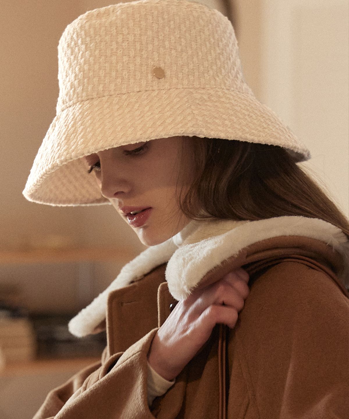 논로컬(NONLOCAL) Atelier tweed Bucket Hat - Ivory