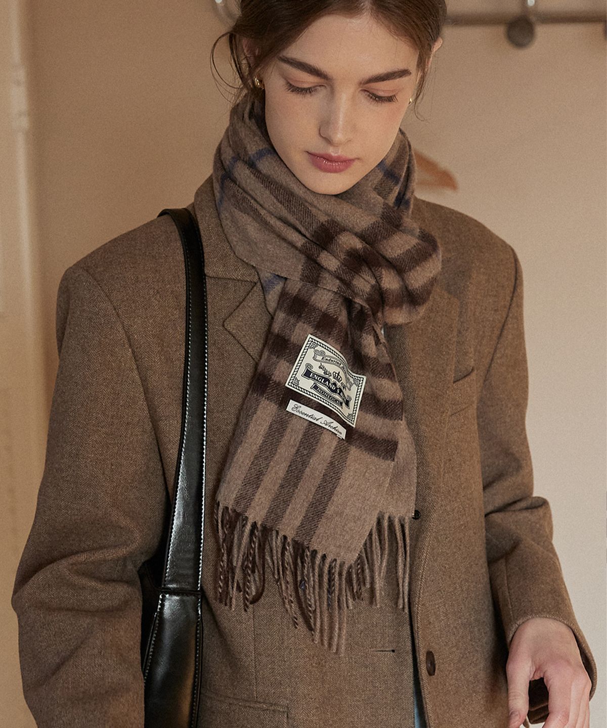 논로컬(NONLOCAL) Daily check wool muffler - Beige Check