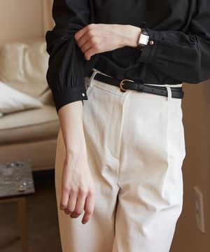 골디쉬 레더 슬림 벨트 - 블랙